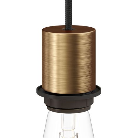 Kit douille E27 semi-filetée en métal avec serre-câble dissimulé Bronze satiné (1/5)