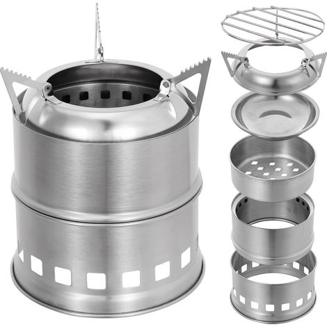 Réchaud à bois portable léger en acier inoxydable, brûleur à alcool, idéal pour la cuisine en plein air, les pique-niques, les barbecues et le camping.