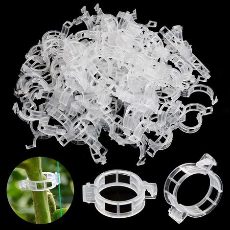 100 Pièces Clips de Support de Plantes, Clips pour Les Légumes, Pinces à Plantes en Plastique, Clips de Fixation pour Plantes de Jardin, Clip pour Tomates, Plants de Vignes, Légumes, Blanc H151 (1/5)