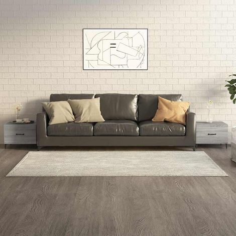 vidaXL Coffee Tables with Metal Legs 2 pcs Grey Sonoma 50x50x40 cm (1/5)