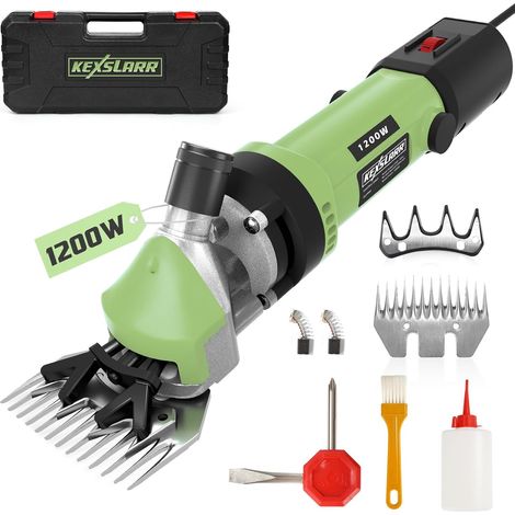 1200W Tondeuse a Mouton, 6 Vitesses Réglables 3200 tr/min, Lame 13 Dents pour Moutons Chèvres Alpagas, avec Manuel Français et Vidéo (Vert) (1/5)
