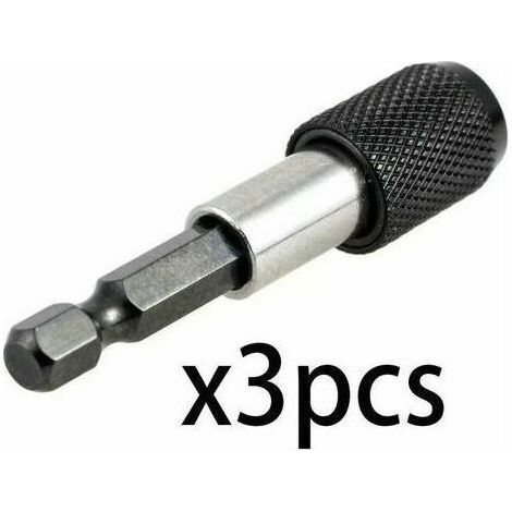 (3 pièces) Porte-embout de tournevis à tige hexagonale de 6,35 mm 60 mm Poignée d'extension de tournevis magnétique Poignée de tournevis Porte-embout de tournevis à dégagement rapide pour guide de per (1/5)