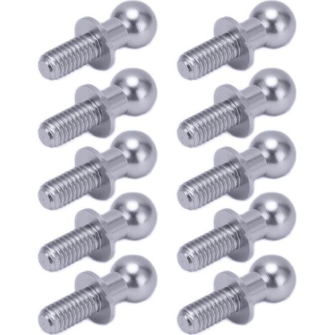 10 pezzi di tiranti a vite con testa sferica in metallo per ammortizzatori di auto radiocomandate Tamiya TT01 e TT02, colore titanio. (1/5)