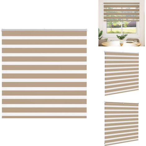 Store zèbre marron sable largeur du tissu 145,9 cm polyester - Store Zébré - Stores Zébrés - Store À Enrouleur Zébré - Double Store À Enrouleur (1/5)
