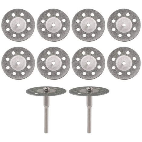 Pair - Roues de coupe diamantées, disques de coupe de 22mm de diamètre avec 2 mandrins de 3mm de remplacement pour outils rotatifs Dremel 10 pièces (1/5)