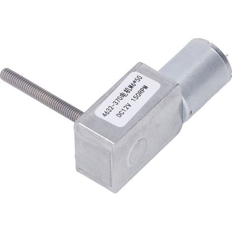 Moteur à engrenage à vis sans fin à courant continu M6 X 50mm moteur de réduction à courant continu réversible en laiton en alliage d'aluminium pour ouvre-fenêtre DC12V 150RPM (1/5)