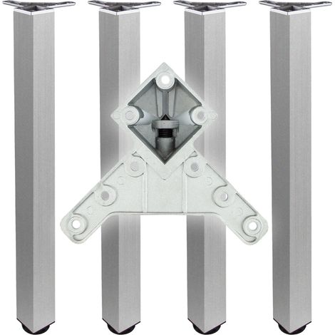 BMB 4x Tischbein QD, 60x60x710 mm, Aluminium matt