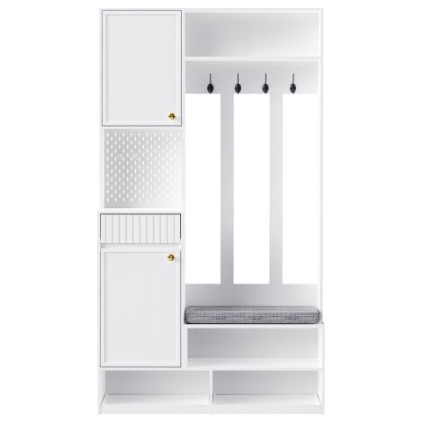 Ensemble entrée blanc avec banc tiroirs portes 100×180×35 cm (1/5)