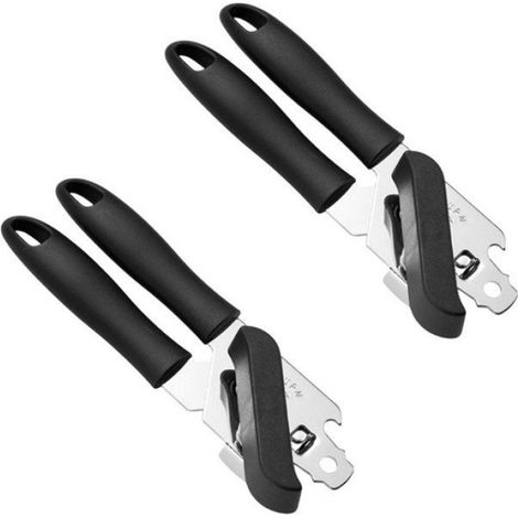 2 Ouvre-boîte, Acier inoxydable, Poignée ergonomique, Décapsuleur, Cuisine (1/5)