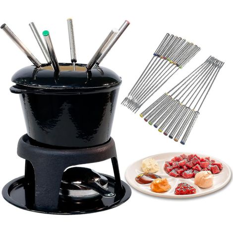 12 Fonduegabeln aus Edelstahl mit hitzebeständigen Griffen (1/4)