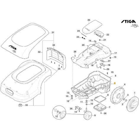 Scocca inferiore robot tagliaerba modelli A1500 ORIGINALE STIGA 322110080/1
