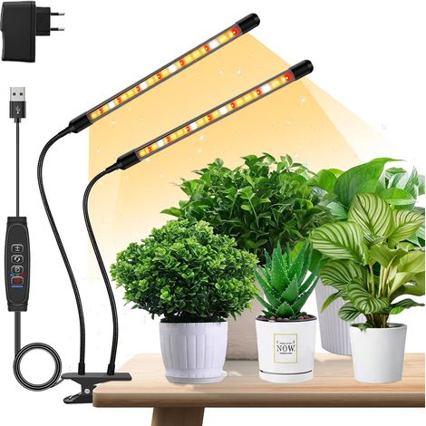 Lampe de Plantes LED 2 Têtes - Spectre Complet, Minuterie Auto (1/5)