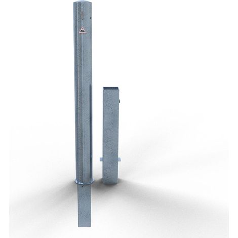 Schake Absperrpfosten herausnehmbar aus Stahlrohr verzinkt Ø89x2,9mm mit Profilzylinder und Stahlkappe 900mm Überflur