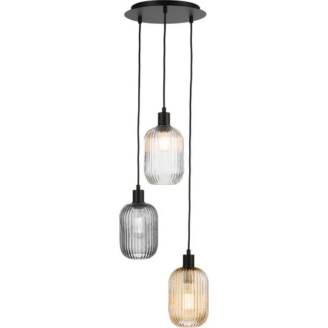 Dar 3 Suspension à 3 lumières noir mat (1/4)
