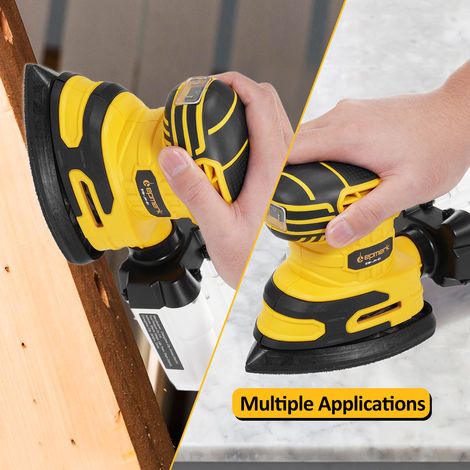 Ponceuse de détail électrique compacte 13 000 OPM avec collecteur de poussière, puissance 220 W, 1,6 A, 20 papiers abrasifs et boîte transparente pour les espaces restreints, le travail du bois (1/5)