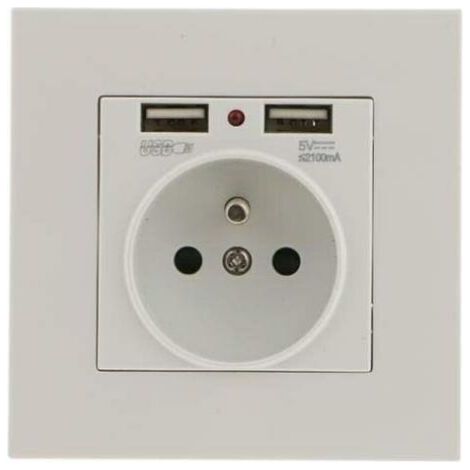Lot de 2 Prises Murales, Prise Electrique Murale avec Double USB 5V/2100mA, Prise Encastrable avec 2 Ports de USB Pratique et Manialble (1/4)