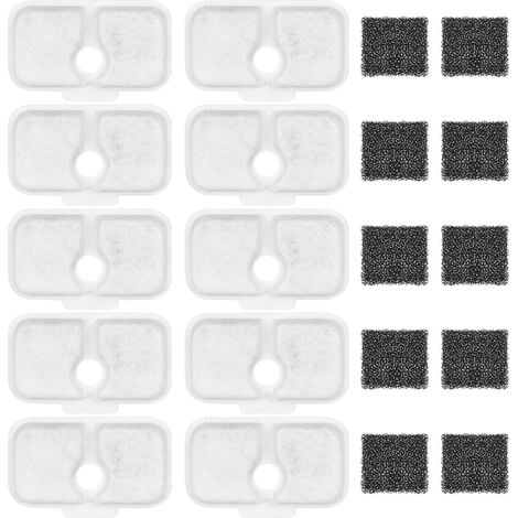 Packung mit 10 Katzenbrunnenfiltern, geräuschloser Filter mit Vorfilterschwämmen (1/5)