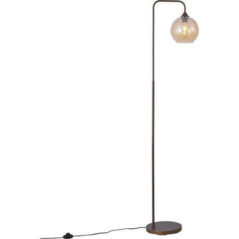 QAZQA Lámpara de pie Art Déco bronce oscuro con cristal ámbar -
