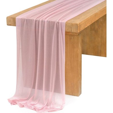 Runner da tavola – Tovaglia in mussola di cotone – Biancheria da tavola – Runner da tavola in mussola – Ideale per feste e festival – Runner da tavola in tessuto e tela cerata 75 x 300 cm – Rosa chiar (1/5)