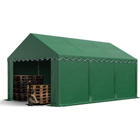 TOOLPORT Storage tent 4x6 m PVC 700 N waterproof shelter dark green (1/5)