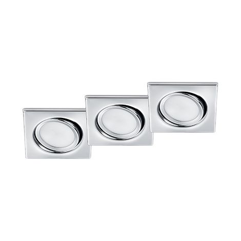 TRIO - KIT 3 FARETTI LED RILA DA INCASSOQUADRATI CROMO 3x SMD LED, 5W · 3x 450lm, 3000K (1/2)