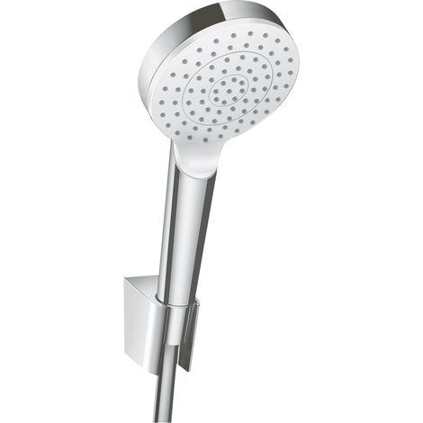 hansgrohe Crometta Brausehalterset 100 1jet mit Brauseschlauch 125 cm Weiß/Chrom, 26690400 (1/5)