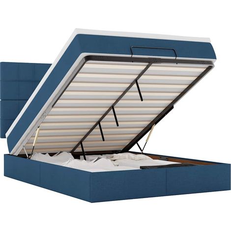 Maison Exclusive - Ottoman-Bett mit Matratze & LEDs Blau 140x200