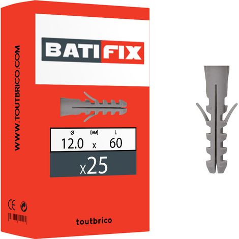 25 chevilles standard avec collerette 12x60mm nylon Batifix (1/2)