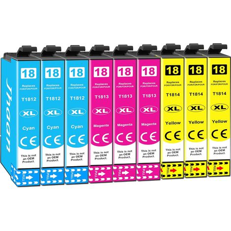 Cartouches d'encre 18XL Compatibles avec Epson XP-225 18XL, Lot de 9 (1/5)