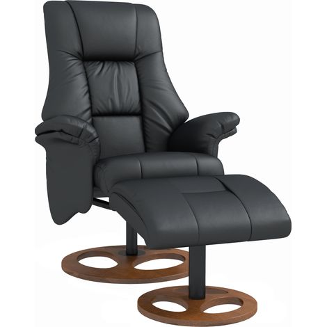 Poltrona reclinabile con poggiapiedi, schienale regolabile, 77 cm x 89 cm x 110 cm, nera (1/5)