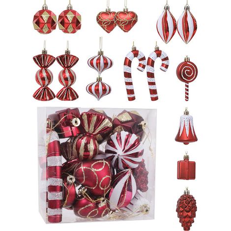 Lot de 16 boules de Noël décoratives pour sapin de Noël (1/5)
