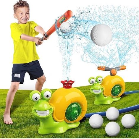 1 arroseur d'escargot, 2 têtes d'arrosage jet rotatif 360°, jeux eau extérieur pour enfants 3 à 12 ans