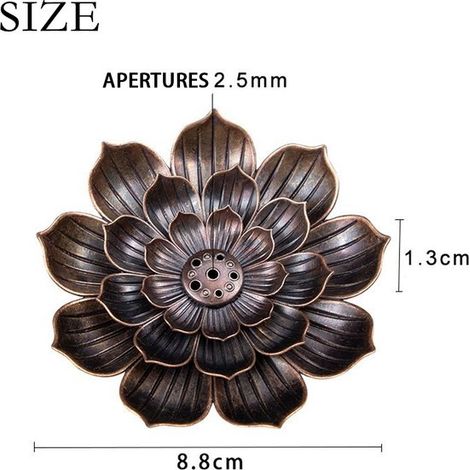 Porta incienso，Cascada de incienso，Porta incienso de loto，Insertos para incienso，2 piezas，Marrón oscuro，8,8 cm，Quemador de incienso de loto (1/4)
