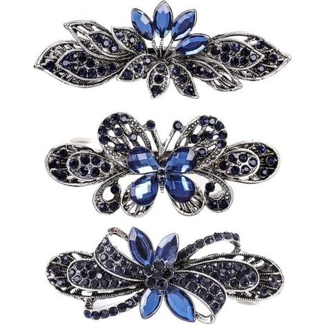 Haarspangen, Damen-Haarspangen, 3-teilig, Retro-Haarspangen mit Kristall- und Strasssteinen im Vintage-Stil (1/4)