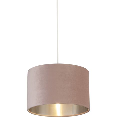 Abat-jour velours rose 28cm – Intérieur argenté – Design cylindrique pour éclairage élégant – Idéal pour salon et chambre – Searchlight (1/3)