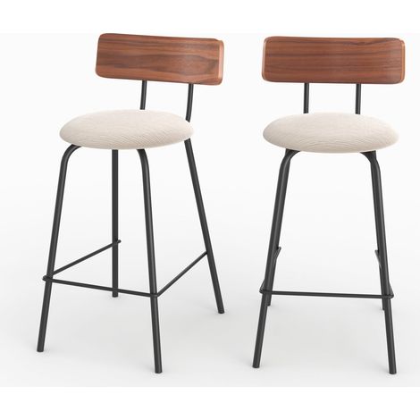 Lot de 2 chaises pour îlot central 64 cm en tissu beige - ALIZE (1/5)