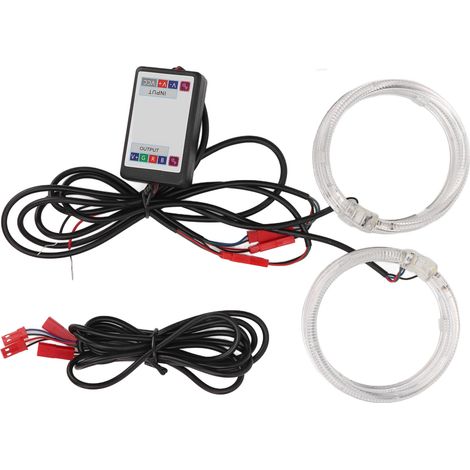Set aus 2 mehrfarbigen 80-mm-LED-Angel-Eyes-Lichtringen (9–36 V) mit App-Steuerung für Multifunktionsscheinwerfer. (1/3)