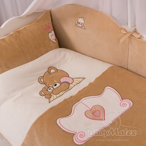 Juego de ropa de cama de algodón de 3 piezas, 100x135 cm, ositos de peluche, color marrón.