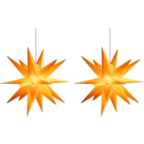 Lot 2 étoiles Noël LED jaunes 55 cm pliables