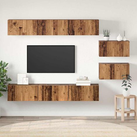 TV-Schrankset Wandmontiert Altholz Holzwerkstoff