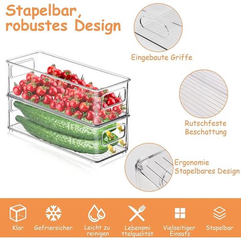 Kühlschrank-Organizer-Set, 6-teilig, stapelbarer Mini-Kühlschrank-Organizer mit Griffen, für Küche, Speisekammer, Schränke, Regale, Badezimmer – BPA-frei (1/3)