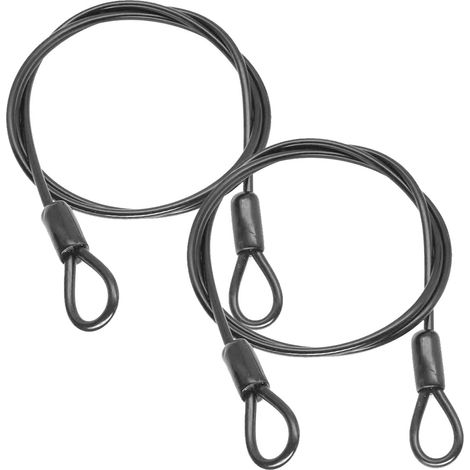Câble En Acier - 2 Pièces - Inox Galvanisé - Boucles Préformées - Sécurité Vélo Et Meubles - 1,5m X 5mm (1/5)