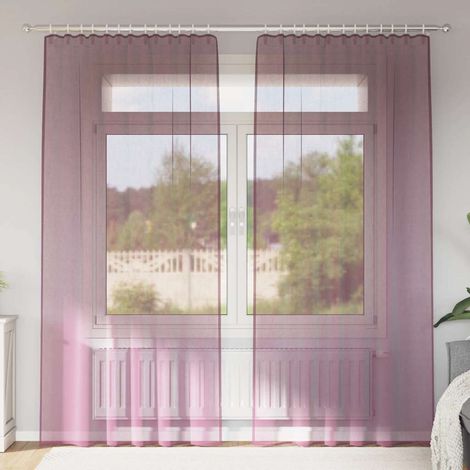 Voile Vorhänge mit Stangentaschen 2 Stk. Lila