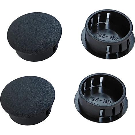 Lot de 5 Bouchons à Boutons en Plastique -55mm - Capuchons Ronds à Clipser pour Trou de Meubles - pour Armoire, Bureau, Table, Chaise, Armoire - Noir (1/5)