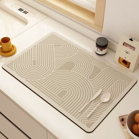 Tapis de cuisine en terre diatomée Carré 30 × 50 cm – Absorbant, antidérapant et résistant à l’usure – Idéal pour plan de travail, table basse ou comme sous-plat isolant thermique (1/5)