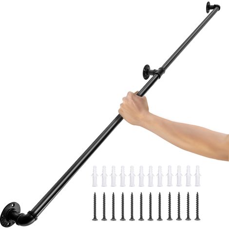 VEVOR 2 Stk. Retro Wasserrohr Handlauf 152cm Industrieller Geländer Schutzbügel Kohlenstoffstahl Mattes Finish Handlauf Rustikal 200 kg Tragfähigkeit Geeignet für Handläufe im Innen-/Außenbereich (1/5)