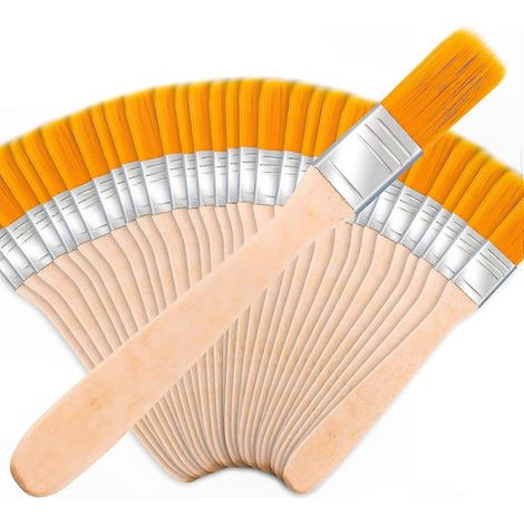 Lot de 30 pinceaux plats à bois, embouts de 1,4 cm pour murs, vernis, teinture, colle et gesso, usage bricolage et DIY. (1/5)
