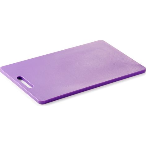 Planche à découper 40 x 25 x 1,2 cm violet avec trou polyéthylène HACCP - Was Germany