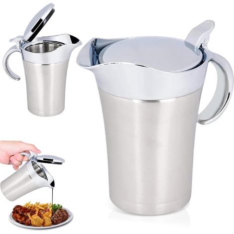 Saucière Isotherme 450ml Double Paroi en Inox 304 Pichet pour Sauce Steak et Crémier (1/5)