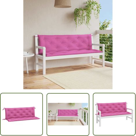 The Living Store Coussins de banc de jardin lot de 2 rose 150x50x7 cm tissu - Coussin De Banc - Coussin D'extérieur - Coussin Jardin - Coussin Décoratif - Coussin Confortable (1/5)